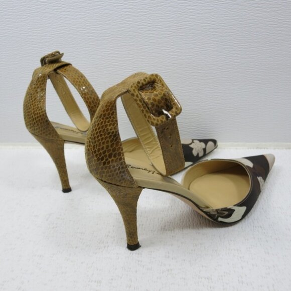 Beverly Feldman Snake Print Leather Dress Heels Women's Footwear Shoes 8 M - Picture 6 of 7